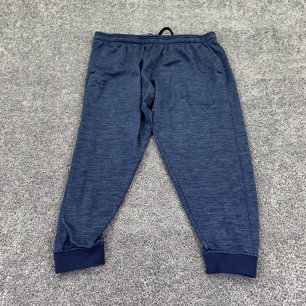 Under Armour Jogger Pants Mens 2XL Blue Fleece Elastic Waist Pockets Logo